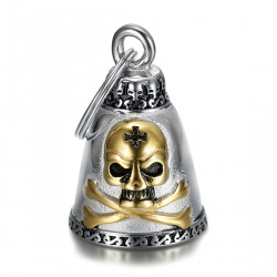 fortunato Moto Acciaio Oro, cranio, Crossbones Croce  IM#21944
