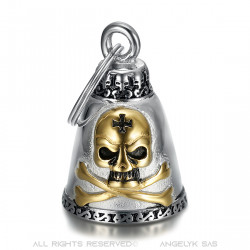 fortunato Moto Acciaio Oro, cranio, Crossbones Croce  IM#21945