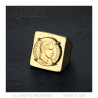 Quadratischer Napoleonring Siegelring Louis Edelstahl Gold   IM#21965