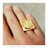 Square Napoleon ring Signet ring Louis Stainless steel Gold   IM#21967