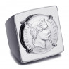 Quadratischer Napoleonring Siegelring Louis Edelstahl Silber   IM#21970