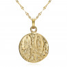 Médaille de Lourdes Pendentif femme Acier et Or Chaîne 50cm  IM#21977