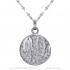 Medalla de Lourdes Colgante de mujer Cadena de acero de plata 50cm IM#21983