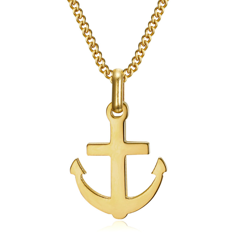 Pendant Anchor Navy Large Model Man Steel Gold  IM#21987