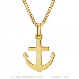 Pendant Anchor Navy Large Model Man Steel Gold  IM#21988