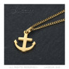 Pendentif ancre marine Petit modèle Acier & Or Chaîne 50cm  IM#21990