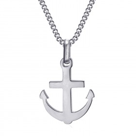 Sea anchor pendant small model Silver plated steel Chain 50cm IM#21992