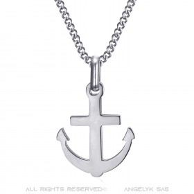 Marineanker-Anhänger Kleines Modell Silberstahl Kette 50cm IM#21993