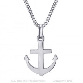 Sea anchor pendant small model Silver plated steel Chain 50cm IM#21993