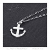 Pendentif ancre marine Petit modèle Acier argenté Chaîne 50cm  IM#21995