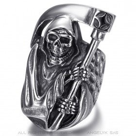 Hombres Gothic Reaper Anillo Biker Acero inoxidable IM#22018