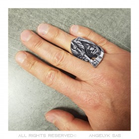 Hombres Gothic Reaper Anillo Biker Acero inoxidable IM#22024