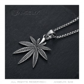 Leaf Pendant Cannabis Hemp Steel  IM#22032