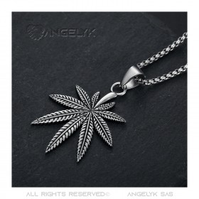 Leaf Pendant Cannabis Hemp Steel  IM#22033