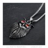 Owl Pendant Stainless Steel 316L Silver Red Eyes IM#22055