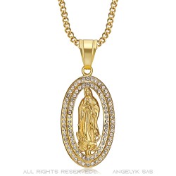 Pendentif Collier Sainte Vierge Marie Faux Diamants  IM#22060
