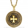 Pendentif Templier Acier Tout Or Croix Non Nobis  IM#22066