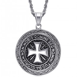 Anhänger Templer Stahl Alle Silber Kreuz Non Nobis  IM#22071