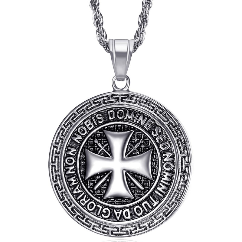 Pendant Templar Steel All Silver Cross Non Nobis  IM#22071