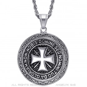 Anhänger Templer Stahl Alle Silber Kreuz Non Nobis  IM#22072