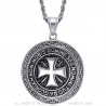 Pendentif Templier Acier Tout Argent Croix Non Nobis  IM#22072