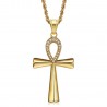 Colgante de cruz egipcia de Ankh con diamantes de oro de la vida  IM#22077