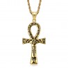 Ciondolo croce egiziana Ankh della vita in oro nero con disegni  IM#22083