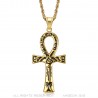 Ägyptische Ankh Kreuz Anhänger des Lebens Gold Black Zeichnungen  IM#22084