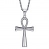 Egyptian Ankh Cross Pendant of Life Silver Diamonds  IM#22089