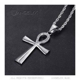 Ägyptische Ankh Kreuz Anhänger des Lebens Silber Diamanten  IM#22091