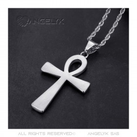 Egyptian Ankh Cross Pendant of Life Silver Diamonds  IM#22092