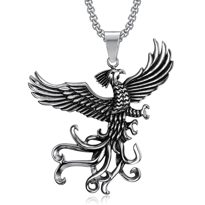 Imposing Pendant Phoenix Man Steel + String  IM#22101