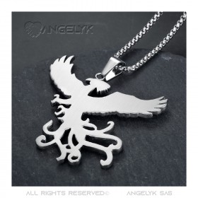 Imposing Pendant Phoenix Man Steel + String  IM#22104