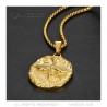 Pendant, Holy Spirit Veni, Sancte Spiritus Steel Gold + Chain  IM#22109