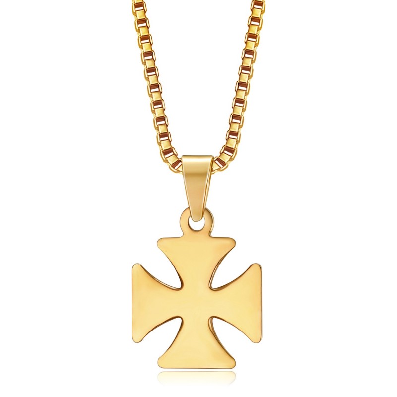 Colgante Cruz Pattee Templarios Caballero De Acero De Oro + Cadena  IM#22125