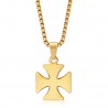 Pendant Cross Pattee Templar Knight Steel Gold + Chain  IM#22125