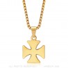 Pendant Cross Pattee Templar Knight Steel Gold + Chain  IM#22126