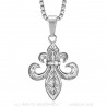 Pendant Fleur de Lys Steel Zirconium + String  IM#22132