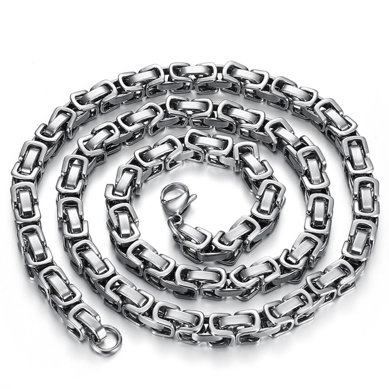 Byzantinische Mesh Curb Chain Halskette 316L Stahl 60cm  IM#22149