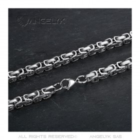 Byzantine Mesh Curb Chain Necklace 316L Steel 60cm  IM#22152