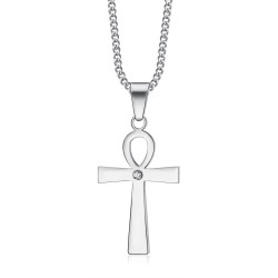 Colgante pequeño de cruz egipcia de Ankh con diamante de la vida  IM#22161