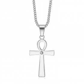 Colgante pequeño de cruz egipcia de Ankh con diamante de la vida  IM#22161