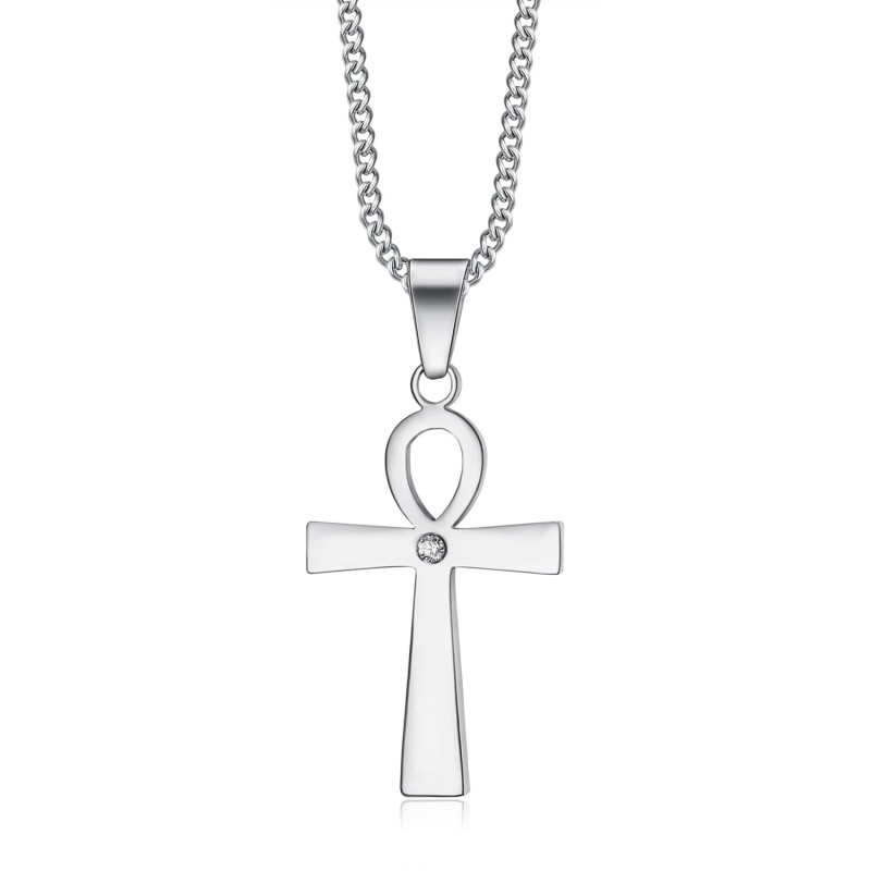 Colgante pequeño de cruz egipcia de Ankh con diamante de la vida  IM#22161