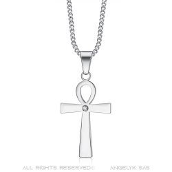 Petit Pendentif Croix Ankh de Vie Egyptienne Diamant  IM#22162