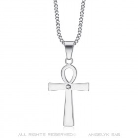 Colgante pequeño de cruz egipcia de Ankh con diamante de la vida  IM#22162