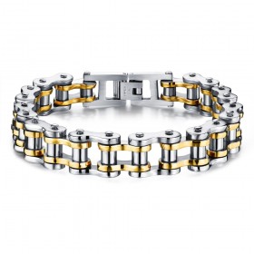 Bracciale Catena bici in Acciaio Argento Oro  IM#22203