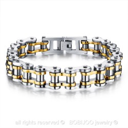 Bracelet Chaine de moto Acier Argenté Doré  IM#22204