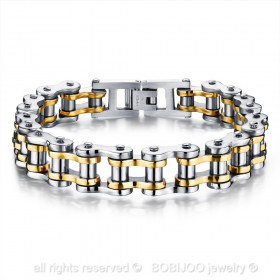 Bracciale Catena bici in Acciaio Argento Oro  IM#22204