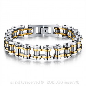 Bracelet Chaine de moto Acier Argenté Doré  IM#22204