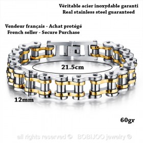 Bracciale Catena bici in Acciaio Argento Oro  IM#22205